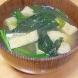 油揚げ、わかめ、ニラの味噌汁